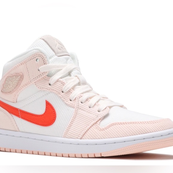 Nike Women's Air Jordan 1 Mid SE Corduroy Sail Orange - Picture 2 of 6